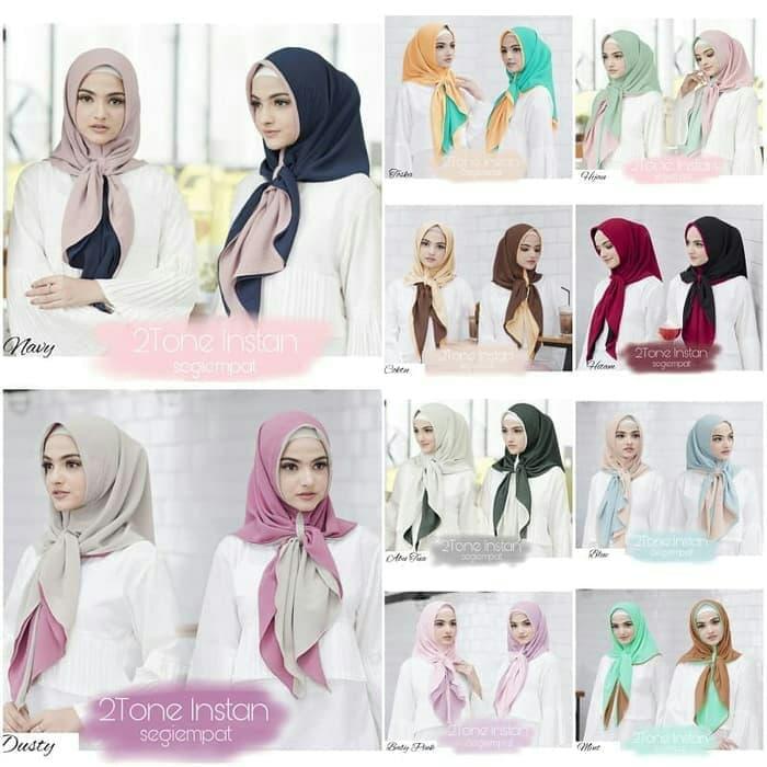 PROMO Jilbab Segiempat Instan Dua Warna Bolak Balik TERBARU