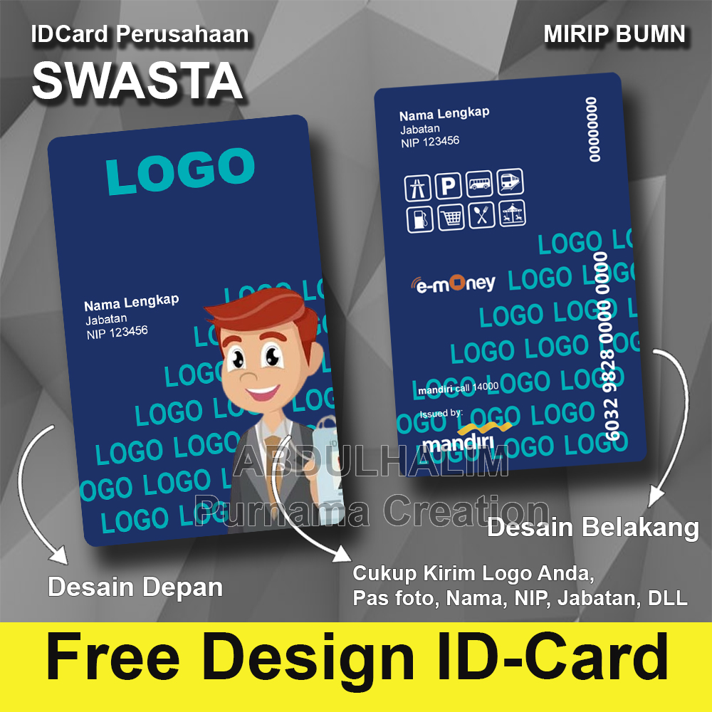 cetak id card emoney flazz custom FREE TEMPLATE DESIGN sesuai gambar ...