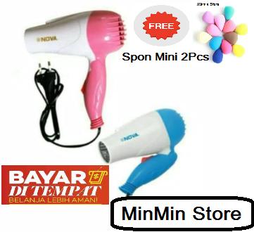 Minmin Store Hair Dryer - Alat Pengering Rambut - Hairdryer Hair Dryer Muxindo Model lipat - RANDOM - FREE SPON MINI MAKEUP ISI 2PCS