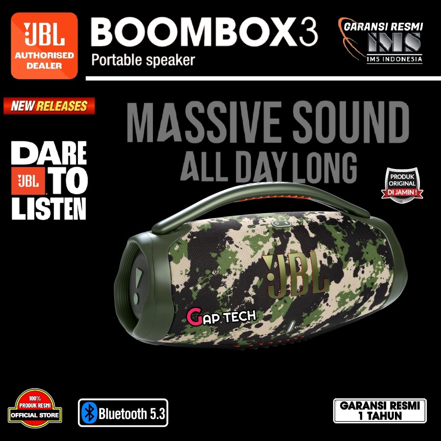 JBL Boombox 3 Portable Bluetooth Speaker Powerful Sound + Deepest Bass