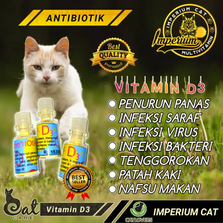 Vitamin Kucing D3 100 Ampuh Antibiotik Penurun Panas Infeksi Saraf Virus Bakteri Dll Lazada Indonesia