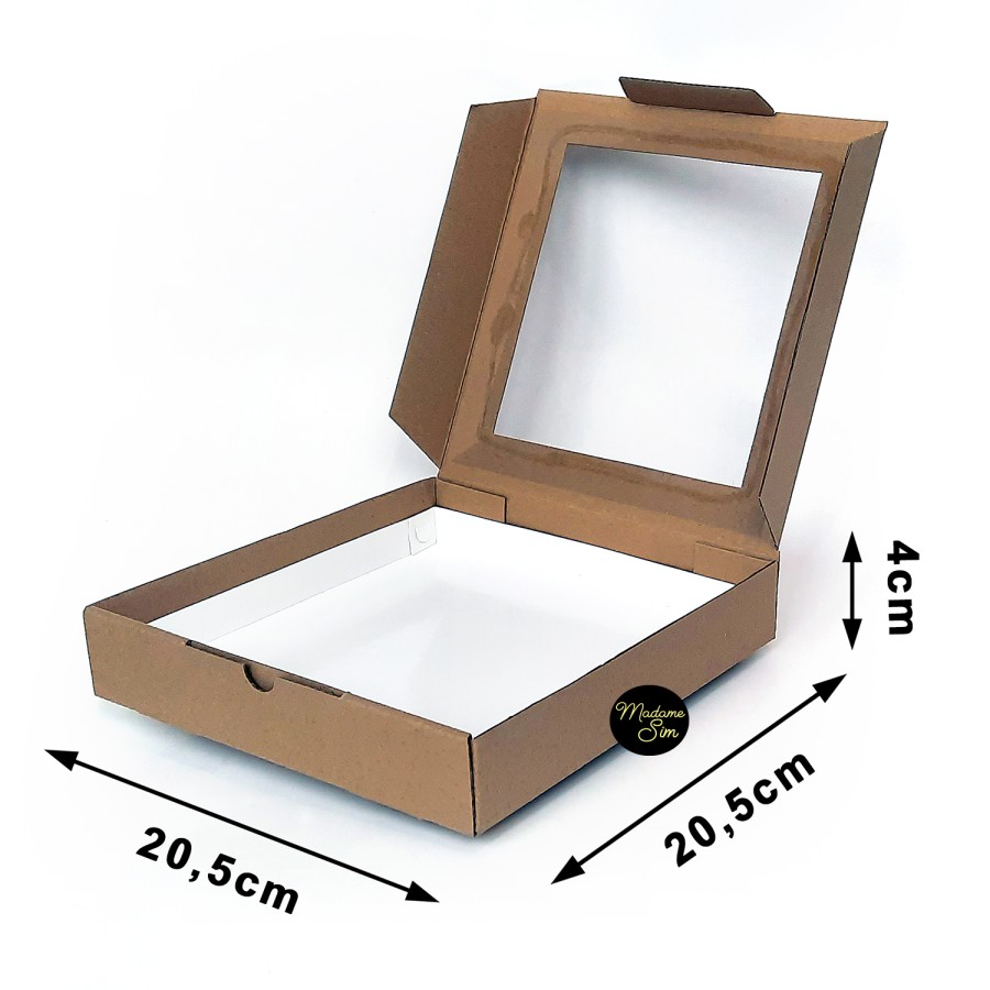 DUS BROWNIES BOX KOTAK KARDUS 20x20x4 + TATAKAN (ISI 10 PCS