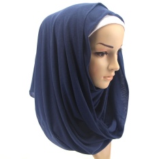022-15 Muslim Long Scarf Wrap Hijab Fashion Islamic Wear dark green - intl