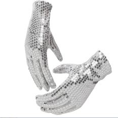 1 Pair Michael Jackson Silver Sequin Sarung Tangan Billy Jean Raja Pop Fancy Dress-Intl