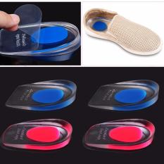 1 Pair Wanita Lembut Tumit Penopang Pad Piala Silikon Meningkatkan Gel Shock Cushion Orthotic Insole Plantar Perawatan Setengah Tinggi -Intl
