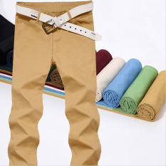 10 Warna Pria Pant Bisnis atau Santai Mens Celana Lurus Celana Kargo (Khaki)-Intl