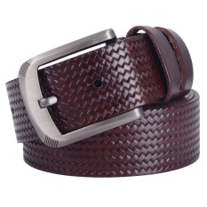 100% Kulit Asli Kulit Sapi Men Belt Plaid Cowskin Designer Luxury Men's Belts Pria Tali Logam Gesper SD018-Intl
