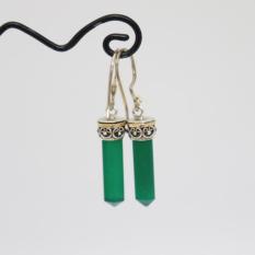 1024-047946k-Anting Silver Batu Hijau Celuk Bali-UKM