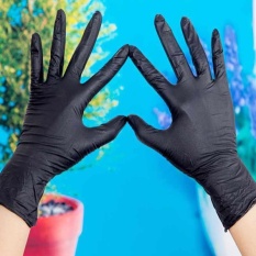 10 Pcs Extra Strong Hitam Karet Nitril Sekali Pakai Gloves Tato Aksesoris-Intl