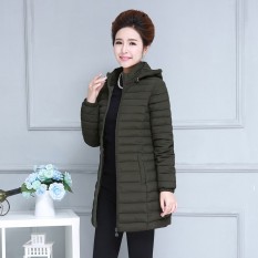 11.11-12.12 SALE-Middle-aged Wanita MEDIUM dan Panjang Ramping Katun Down Feather Jaket Ibu Musim Dingin Jaket -Intl