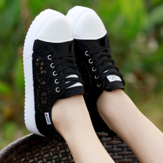 12 Putih Remaja Siswa Sekolah Dasar Anak Perempuan Sepatu Datar Sepatu Putri Korea Gaya Modis Sandal Musim Panas (Hitam)