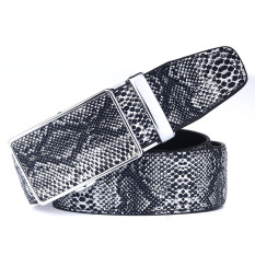 120 Cm (± 5 Cm) Pria Top Grade Sapi Lapisan Pertama Kulit Ular Butir Belt Automatic Buckle MBTHA31-1 Hitam