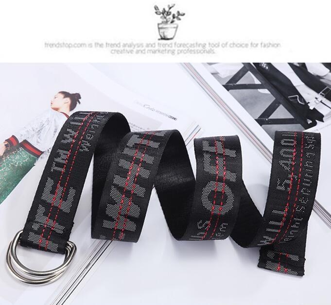 150 Cm Wanita Kanvas Belt Fashion Aksesoris OFF-WHITE Bordir Unisex Long Waistband [Hitam]