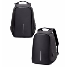 16 Inch Pria Anti-Curi Eksternal USB Charge Notebook Ransel Pria Kanvas Ransel Fashion Tas Pack Besar Kapasitas Kasual Perjalanan Rucksack Bahu Casing Laptop Komputer Tas/mahasiswa Tas/kenyamanan Perjalanan/ransel (hitam)