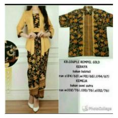 168 Collection Couple Batik Zakharia Stelan Kebaya Kombinasi Rok Lilit Wanita dan Kemeja Pria
