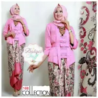 168 Collection Stelan Atasan Blouse Kinaryoshi Kebaya Dan Rok Lilit Batik -Pink