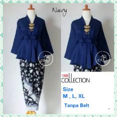 168 Collection Stelan Atasan Blouse Moniq Kebaya Dan Rok Lilit Batik-Navy