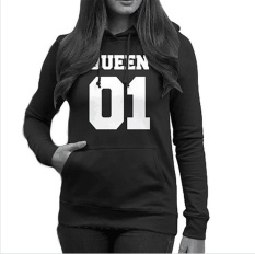 1 Pcs Wanita Hitam Queen Hoodie Raja dan Ratu Hip-Hop Long Sleeve Couple Hoodie Coat Wanita Jaket: hoodie (UNTUK WANITA)-Intl