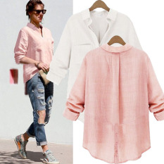 2 Buah Spring Fashion Baju Wanita Kasual 2016 Blusas Didorong Lengan Panjang Lengan Baju Panjang Blus Kerah Yg Terlipat dari Apa Yang Harus Kemeja Kerah Puncak 2 Warnd (Berwarna Merah Muda, Riang) Ukuran S-5XL