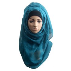 2 Pcs Wanita Muslim Islam Selendang Bungkus Headscarf Panjang Lembut Jilbab Maxi Voile Scarf (Hijau Tua)