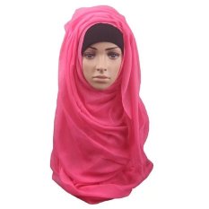 2 pcs Women Muslim Islamic Shawl Wrap Headscarf Long Soft Hijab Maxi Voile Scarf (Rose)