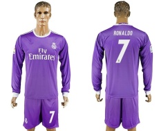 2016--2017 Real Madrid Football Team Away NO.7 RONALDO Cepat Pengeringan Bernapas Soccer Jersey Suits-Intl