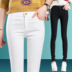 2016 Gugur Wanita Slim Fit Bottoming Celana 100% Katun Ankle Panjang Elastis Bentuk Pensil (Putih)-Intl