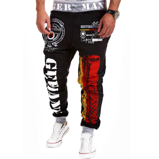 2016 Baru Kasual Musim Harem Pants Man's Dingin Joging Merek Kualitas Tinggi Pinggul Pada Surat Cetak Pants Man's Olahraga Kebugaran Tari (hitam)