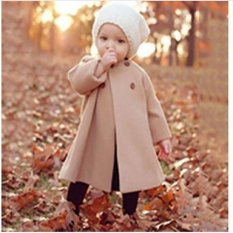 2016 Eropa dan Amerika Serikat Musim Gugur dan Musim Dingin Baru Anak Pakaian Warna Solid Lengan Panjang Bagian Panjang Jubah-style Woolen Jaket Quick Jual Lewat Ledakan Bagian-Intl
