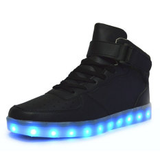 2016 Fashion membawa sepatu kets sepatu olahraga sepatu bot untuk anak-anak laki-laki dan perempuan sampai sepatu tinggi atas lampu LED 11warnd berkedip ulang Ankel sepatu Boots untuk pria wanita cowok cewek untuk Halloween - International