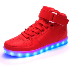 2016 Fashion membawa sepatu kets sepatu olahraga sepatu bot untuk anak-anak laki-laki dan perempuan sampai sepatu tinggi atas lampu LED 11warnd berkedip ulang Ankel sepatu Boots untuk pria wanita cowok cewek untuk Halloween - International
