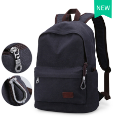 2016 Pria Pria Kanvas Ransel Mahasiswa Sekolah Tas Ransel untuk Remaja Vintage Mochila Casual Rucksack Travel Daypack (HITAM Biru)