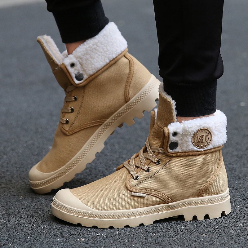 2016 New British Style Vintage Renda Up Winter Hangat Plush Salju Boots Pria Kaki Sepatu Kasual Sepatu Datar BOTAS (kuning) -Intl