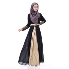 2016 Desain Baru Musim Panas Malaysia Muslimah Memakai Chiffon Womendress (Hitam)-Intl