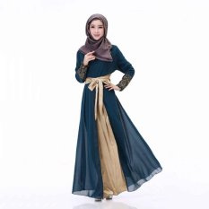 2016 Desain Baru Musim Panas Malaysia Muslimah Memakai Chiffon Womendress (Hijau)-Intl
