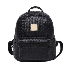 2016 New Europe Knitting PU Kulit Wanita Backpack Preppy Style Fashion Rivet Tas Sekolah untuk Remaja Gadis Kecil Ransel Perjalanan- INTL