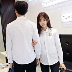 2017 Musim Gugur Baru Bordir Lengan Panjang Wanita Blus dan Kemeja Putih Wanita Ladies Casual Shirt Tops Couple Shirt-Intl