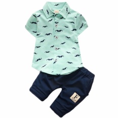 2017 Baby Boys Clothing Set Cotton Baby Kids Clothing T-shirt+Pants 2Pcs Boy Gentleman Suit(blue)