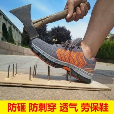 2017 Breathable Anti Bau Keselamatan Sepatu Pria Bekerja Sepatu Steel Toe Cap Outdoor Hiking Shoes-Ukuran: 39-46-Orange-Intl
