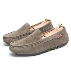 2017 Casual Suede Kulit Asli Loafers Pria Flats Moccasins Man Slip-On Loafers Sepatu Fashion Huarache Sepatu-501 -359 (Khaki) -Intl
