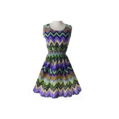 2017 Eropa dan Amerika Serikat Musim Panas Ukuran Besar Rompi Rok Pendek Motif Rok Sleeveless Dress (21) -Intl