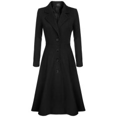 2017 Fashion Kacamata Wanita Lady Solid Single Breasted Ekstra Panjang Jas Hujan Pakaian Luar Mantel-Intl