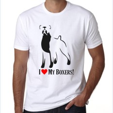 2017 Lucu Boxer Anjing Dicetak Musim Panas Pria/Boy Custom Animal Novelty Fitness Mens Tops T-Shirt Putih 02-Intl