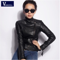 2017 Panas Jual Musim Semi dan Musim Gugur Fashion Faux Leather Motorcycle Pakaian Desain Wanita Langsing Lambang Pendek Wanita PU Jaket Plus Ukuran Lebih-Internasional