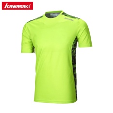 2017 Kawasaki Putaran Kerah Pendek Lengan Kaus Olahraga untuk Pria Cepat Kering Anti-keringat Kebugaran Bulutangkis Tenis T Shirt St-171025 (hijau) -Intl