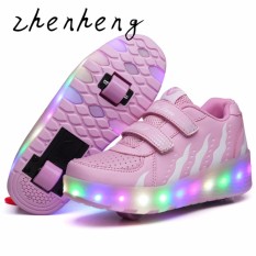 2017 LED Lampu Sepatu untuk Anak-anak Double Roda Roller Roda Sneakers-Intl