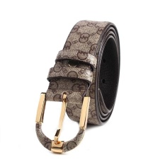 Laki-laki 2017 Baru Merek Asli Kulit Belt Printing Vintage Pria Pin Buckle Belt Luxury Designer Cinto Macho SD041- INTL
