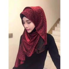 2017 Kerudung Muslim Dicetak Instan Syal Jersey Syal Kain Sifon Amiraslip Di Syal Wraps Wanita HeadbandLength100cm-135cm Merah-Intl