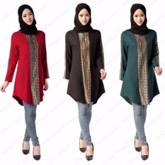 2017 Baru Muslim Wanita Ukuran Besar Kemeja Panjang Korea Linen Arab Kaos Wanita Abaya Lengan Lengan Panjang untuk Ramadan -Intl