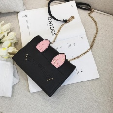 2017 new style of sweet and lovely cat ear chain the little square wrap Han Ban's fair lady 100 take packet to wrap list the shoulder is inclined(black) - intl